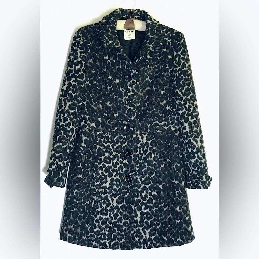 Y2K Old Navy Leopard Print Wool-Blend Coat